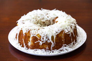 Traditional rustic fluffy coconut cake