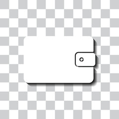 Purse simple icon vector. Flat design. White with shadow on transparent grid