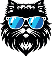 The elegance Persian cat silhouette, cat wearing sunglass. 