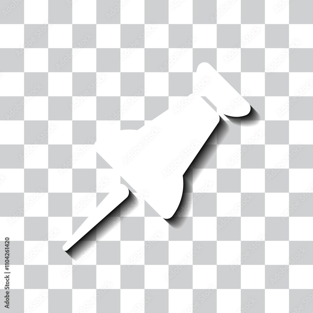 Poster pin simple icon vector. flat design. white with shadow on transparent grid
