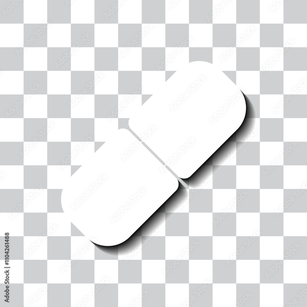 Poster pill simple icon vector. flat design. white with shadow on transparent grid