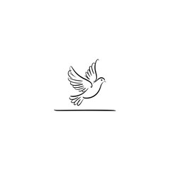 Obraz premium Beautiful bird flying Silhouette vector illustration, Silhouette of single simple flying Bird side view front view, Sketch of Bird Outline Design