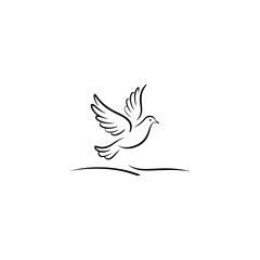 Beautiful bird flying Silhouette vector illustration, Silhouette of single simple flying Bird side view front view, Sketch of Bird Outline Design