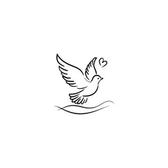 Beautiful bird flying Silhouette vector illustration, Silhouette of single simple flying Bird side view front view, Sketch of Bird Outline Design