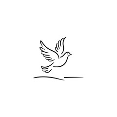 Beautiful bird flying Silhouette vector illustration, Silhouette of single simple flying Bird side view front view, Sketch of Bird Outline Design