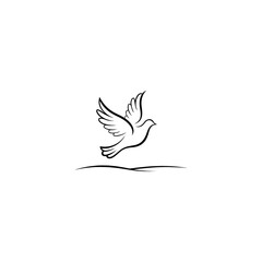 Beautiful bird flying Silhouette vector illustration, Silhouette of single simple flying Bird side view front view, Sketch of Bird Outline Design