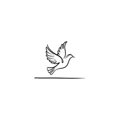 Beautiful bird flying Silhouette vector illustration, Silhouette of single simple flying Bird side view front view, Sketch of Bird Outline Design