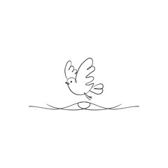 Beautiful bird flying Silhouette vector illustration, Silhouette of single simple flying Bird side view front view, Sketch of Bird Outline Design