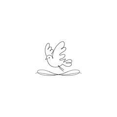 Beautiful bird flying Silhouette vector illustration, Silhouette of single simple flying Bird side view front view, Sketch of Bird Outline Design