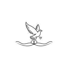 Beautiful bird flying Silhouette vector illustration, Silhouette of single simple flying Bird side view front view, Sketch of Bird Outline Design
