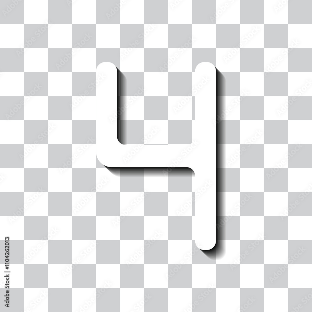 Poster number four, numeral simple icon vector. flat design. white with shadow on transparent grid