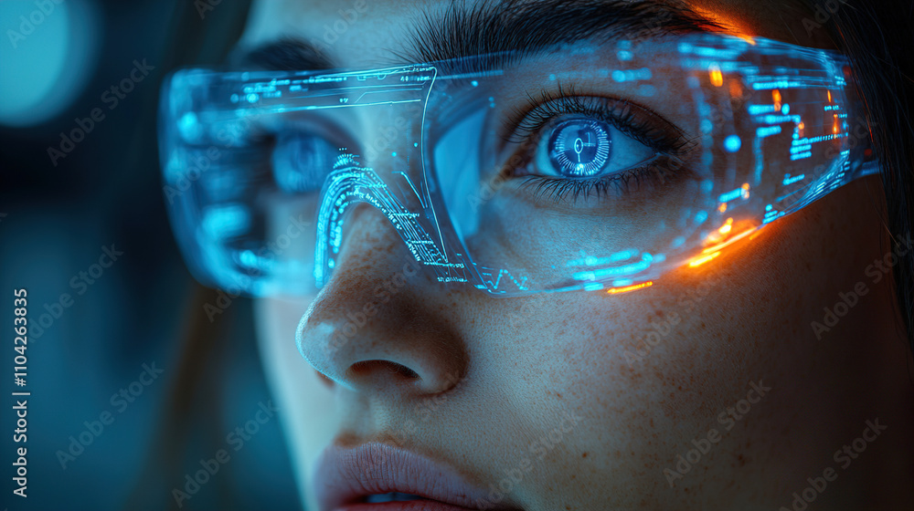 Aufkleber innovative smart glasses showcase advanced technology in futuristic design during a tech presentatio