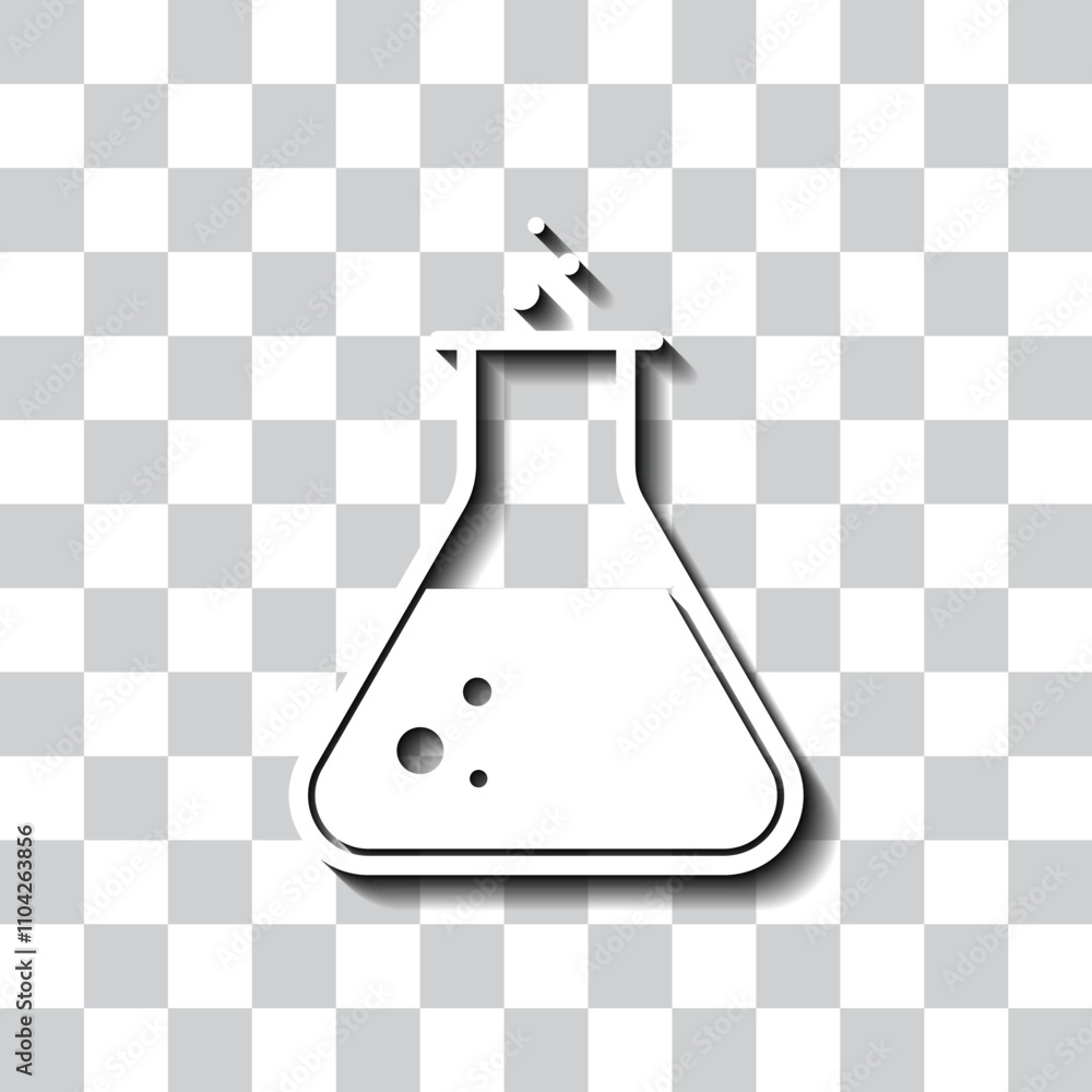 Poster flask simple icon vector. flat design. white with shadow on transparent grid