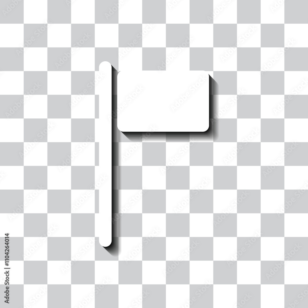 Poster flag, banner simple vector icon. flat design. white with shadow on transparent grid
