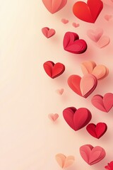 Colorful paper hearts floating elegantly against a soft backdrop during a celebration