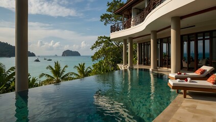 Fototapeta premium Beautiful hotel near the ocean on Phuket Island, Thailand.