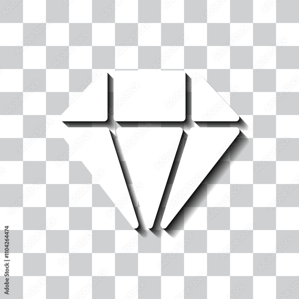 Poster diamond simple icon vector. flat design. white with shadow on transparent grid