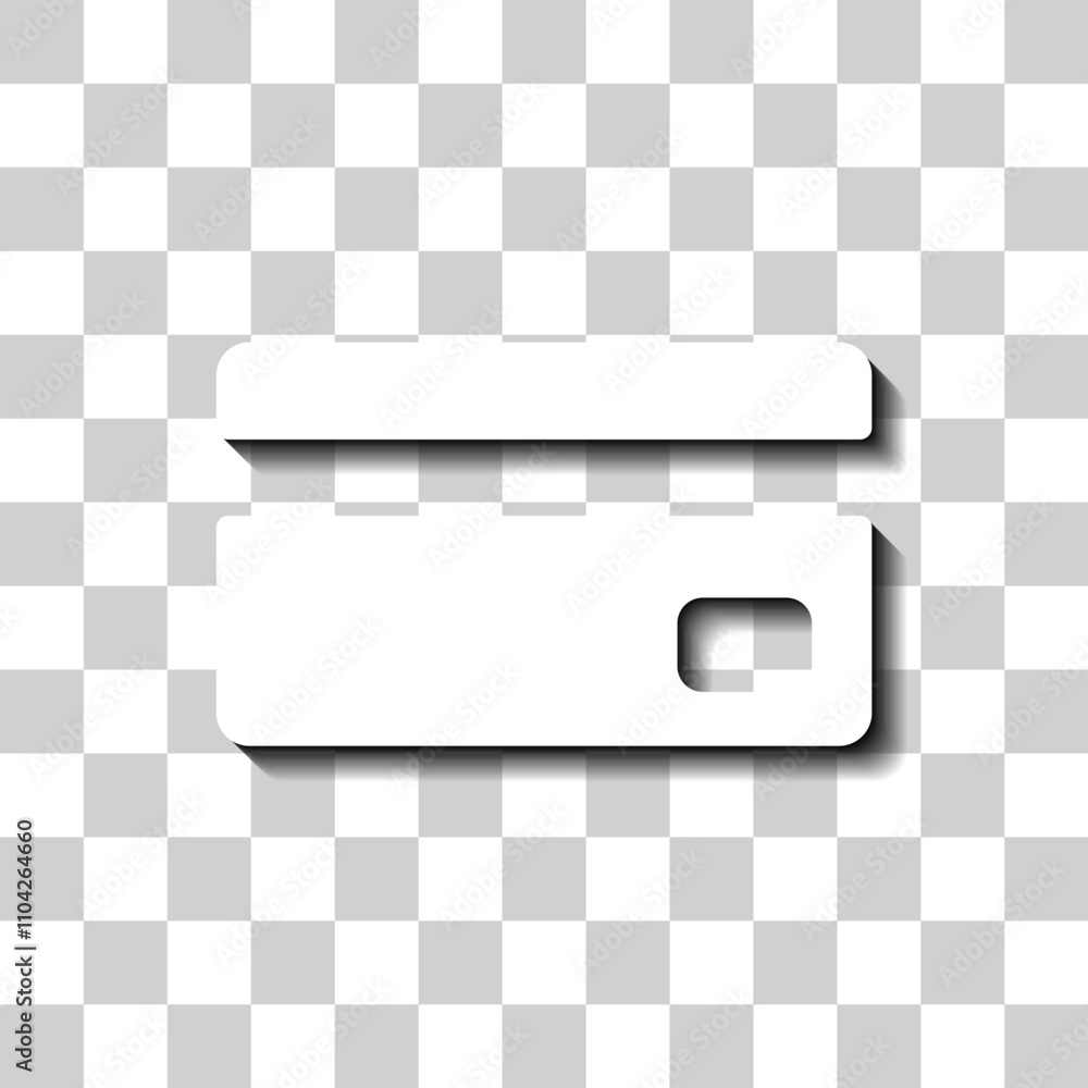 Poster credit card simple vector icon. flat design. white with shadow on transparent grid