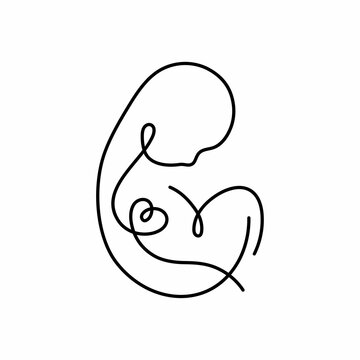 recommend clip art: Baby Fetus silhouette line art. Birth announcement. Embryo with heart. Motherhood. Pregnancy.