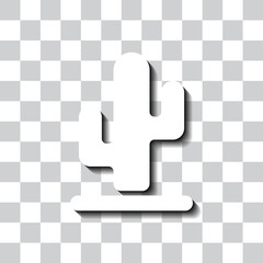 Cactus colour simple vector icon. Flat design. White with shadow on transparent grid