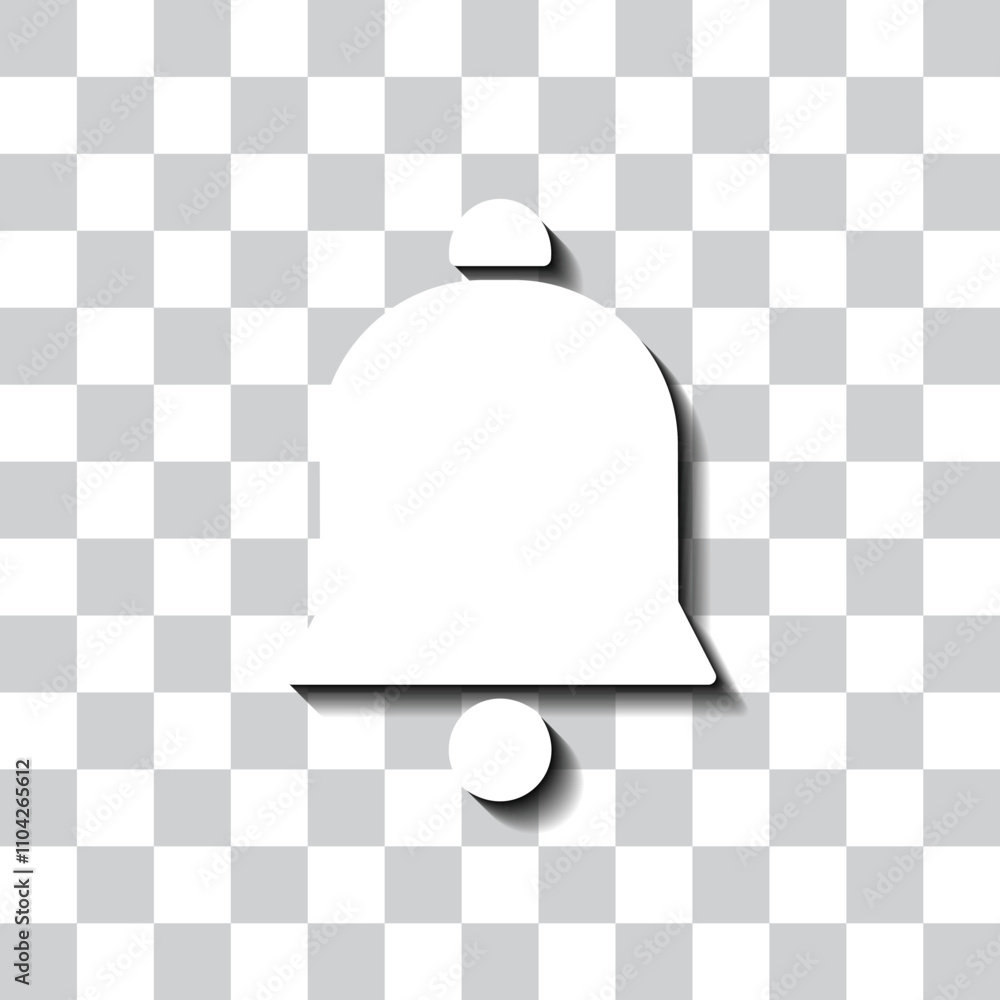 Poster bell simple icon vector. flat design. white with shadow on transparent grid