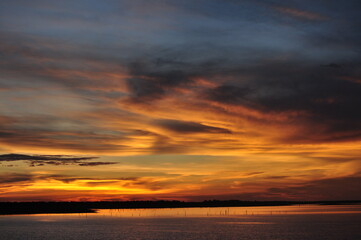Sunset over a lake in Kariba Zimbabwe