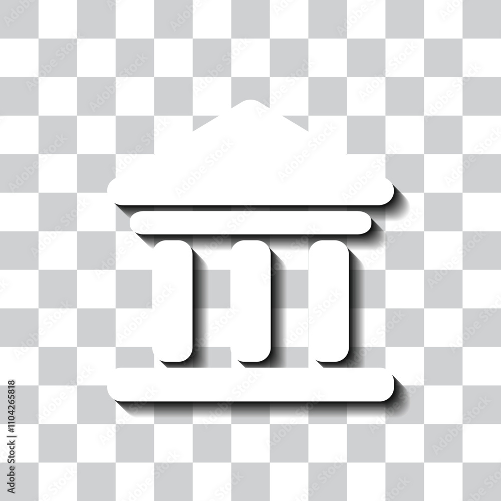 Poster bank simple vector icon. flat design. white with shadow on transparent grid