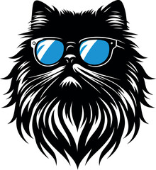 The Persian cat face logo silhouette isolated on white. 