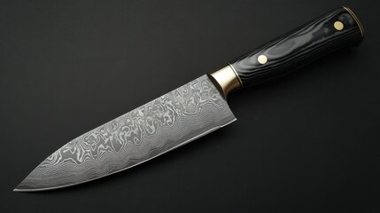 A beautifully crafted damascus knife with an intricate blade design and a striking wooden handle, showcasing artisanal craftsmanship and elegance for both collectors and culinary enthusiasts.