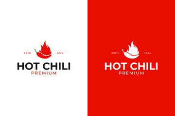 Logo of chili pepper logo with fire for food concept design vector illustration