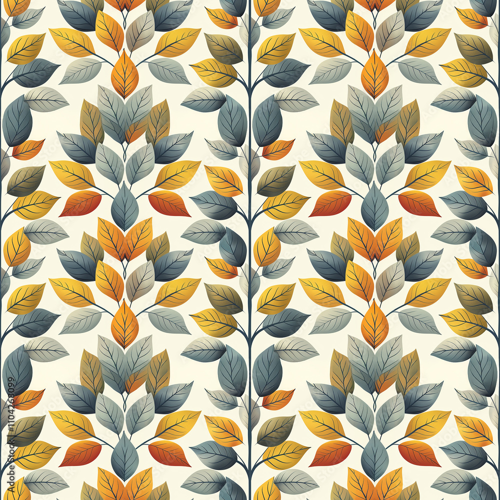 Poster Colorful autumn leaves creating a vibrant repeating pattern in a cozy setting