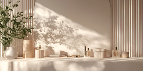 Minimalist Bathroom Decor with Natural Light and Shadow Play