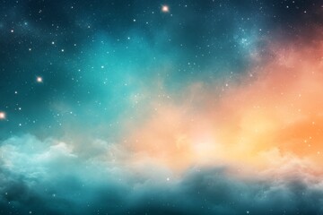 Naklejka premium Starry night sky over horizon with colorful gradient at twilight