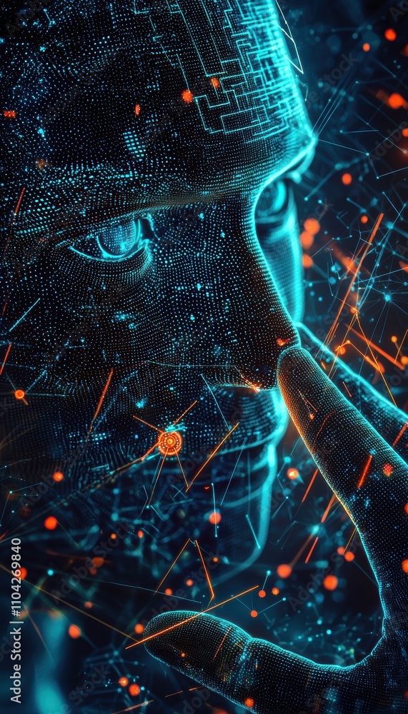 Poster futuristic biometric data interface for secure access and technological innovation