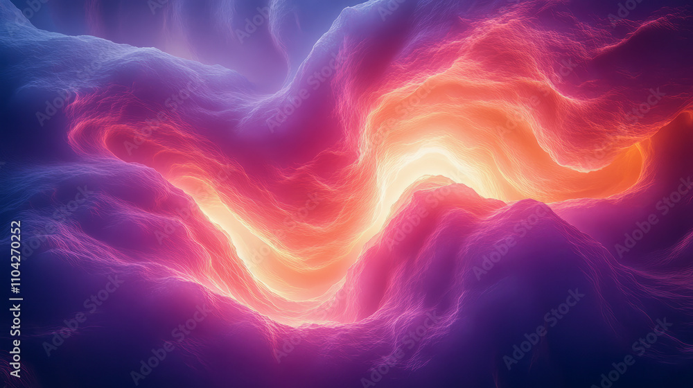 Poster vibrant abstract wave with glowing colorful light and textured patterns