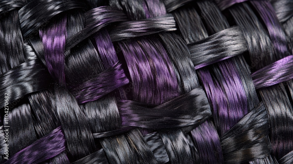 Poster macro view of woven carbon fiber reimagined with metallic threads creating an industrial-organic hyb