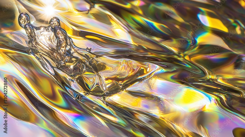 Aufkleber oil and water interactions photographed through polarized light creating psychedelic color patterns 