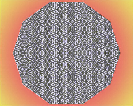 Tapiz aperi&oacute;dico de una superficie decagonal.  Dos cuadril&aacute;teros de lados iguales colocados a partir de una configuraci&oacute;n inicial pueden recubrir el plano de forma que siempre se rompe la monoton&iacute;a.  