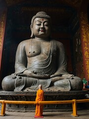 Big Buddha statue in a Vietnamese cave temple.