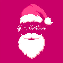 Christmas greeting card with Santa Claus, pink glamour edition