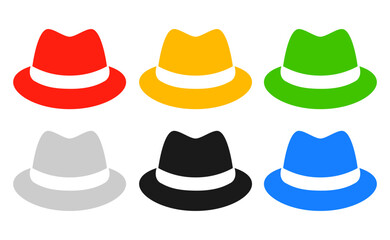 Six color hats vector icons