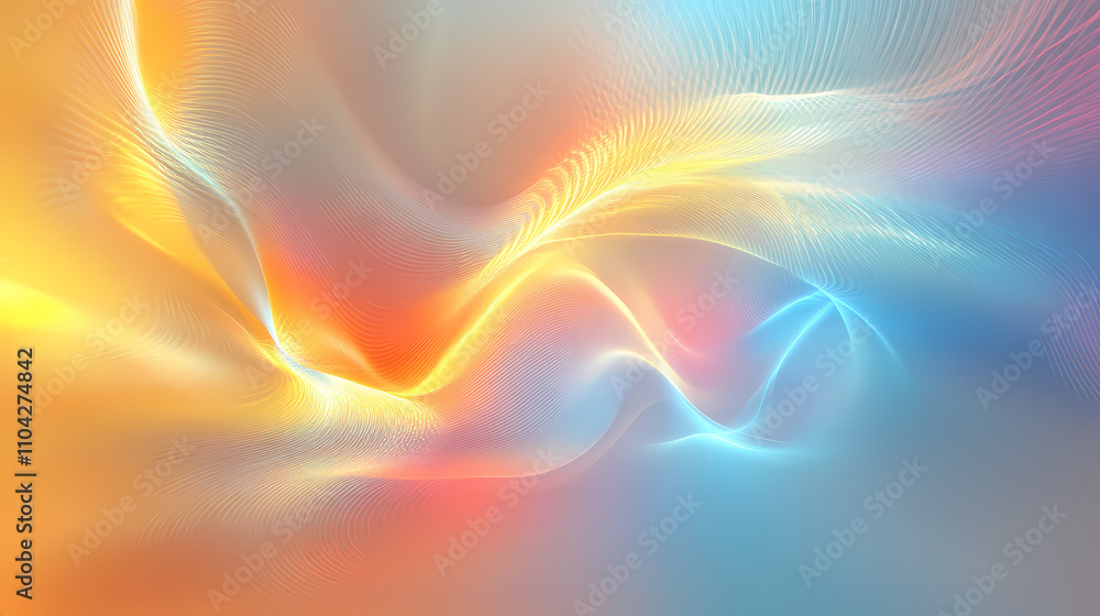 Wall mural mesmerizing light wave diffraction abstract digital fluid motion patterns and waves. transcendent. i