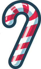 Festive red and white candy cane on white background, perfect for holiday season, Christmas decorations, and celebrations. isolated on transparent background