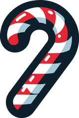 Festive red and white candy cane on white background, perfect for holiday season, Christmas decorations, and celebrations. isolated on transparent background