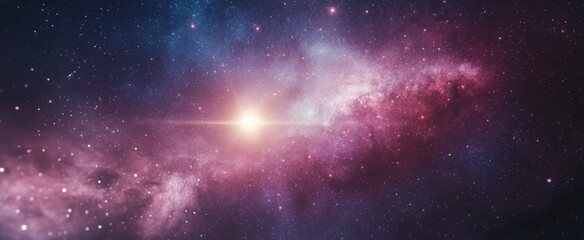 Fototapeta premium Vibrant cosmic nebula illuminated by a distant star in deep space at night