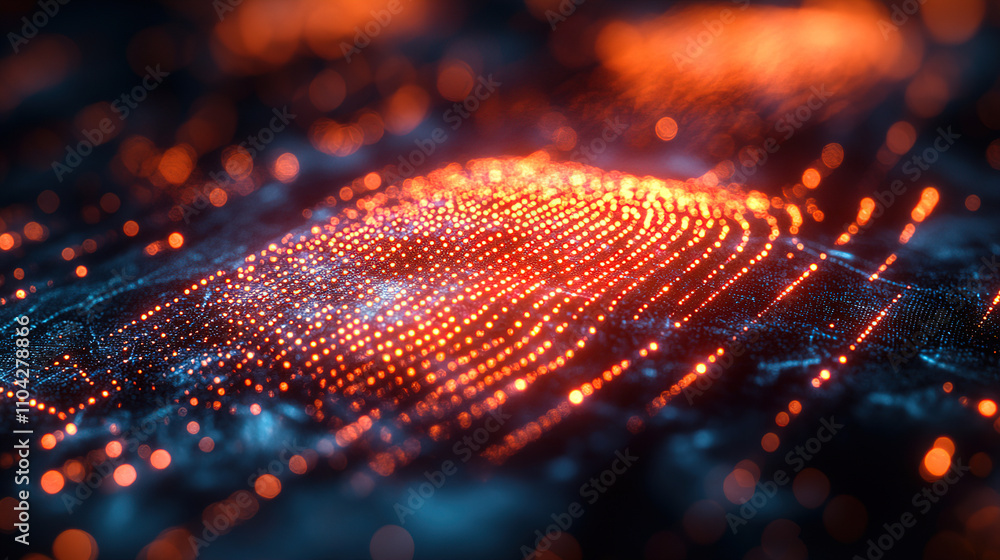 Aufkleber dynamic digital landscape with glowing particles depicting technology in motion at night. generative