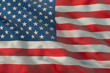 The American flag gently waves in the breeze, showcasing its vibrant red, white, and blue colors with stars on a bold blue background.