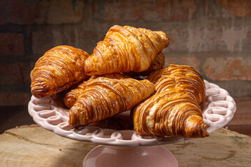 croissant on a wooden table