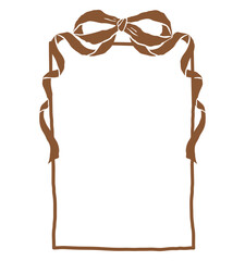 Bow frame in elegant vintage style. Coquette vector illustration for wedding invitations, birthday party cards, romantic messages or event details. Whimsical girly aesthetic.