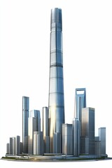 Naklejka premium Modern city skyline, tall skyscrapers, isolated.